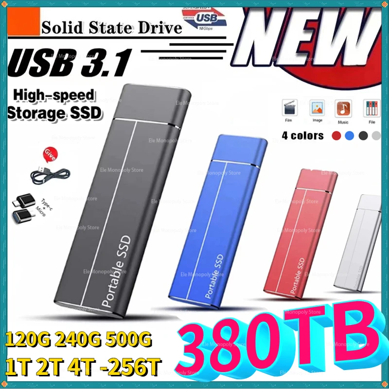 

128TB Portable High Speed SSD Hard Drive 1TB 2TB 64TB 8TB External Solid State Drive USB 3.0 Type-C 16TB Hard Disks For Laptops