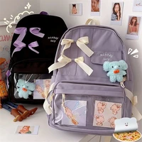 kawaii shool backpack women 2022 new japanese jk cute high school bags female waterproof nylon ribbons backpacks travel rucksack