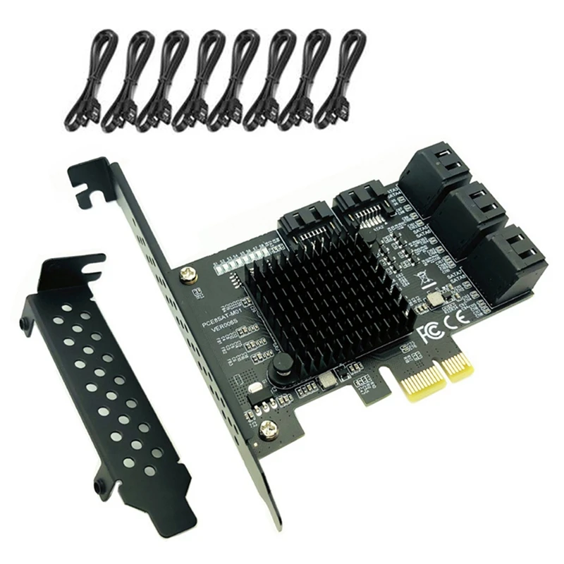 

8-Port SATA3.0 Expansion Card PCIE Control Card PCIe SATA III 6Gbps PCI-E 1X 2X 4X 8X 16X Expansion Adapter Card