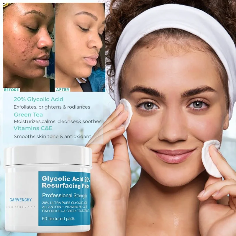 

Glycolic Acid 20% Resurfacing Pads for Face Body,Exfoliates Surface Skin Reduces Fine Lines Wrinkles Peel Pads VitaminC SkinCare