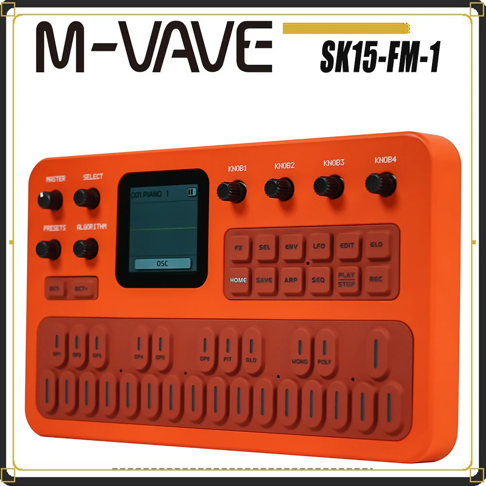 Фото Цифровой волновой синтезатор M-VAVE (SK15) FM-1 с ЖК-экраном, мультиэффектами и ARP-секвенсором для создания музыки