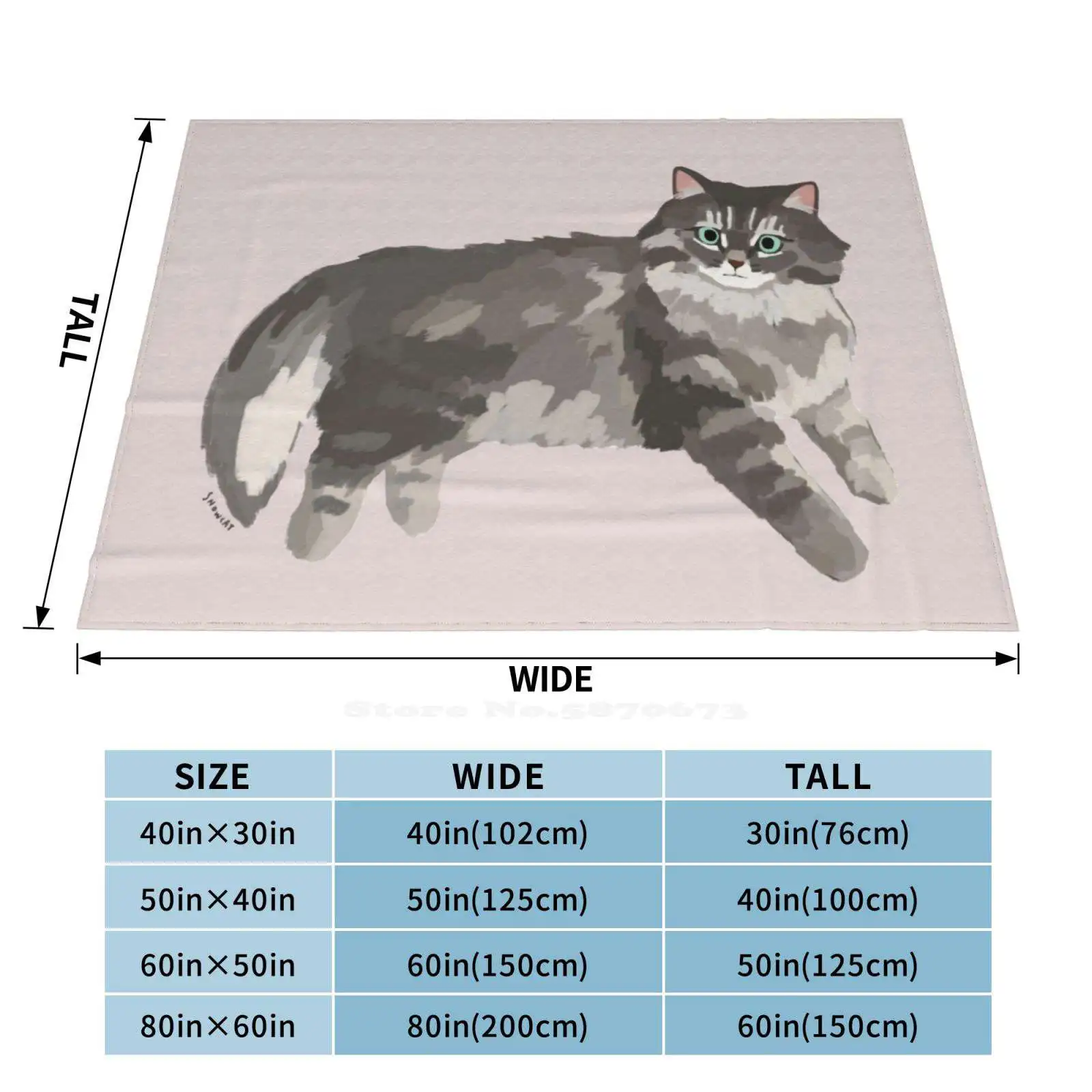 Norwegian Forest Cat Super Warm Soft Blankets Throw On Sofa/Bed/Travel Norwegianforest Illust Snowcat Eundong