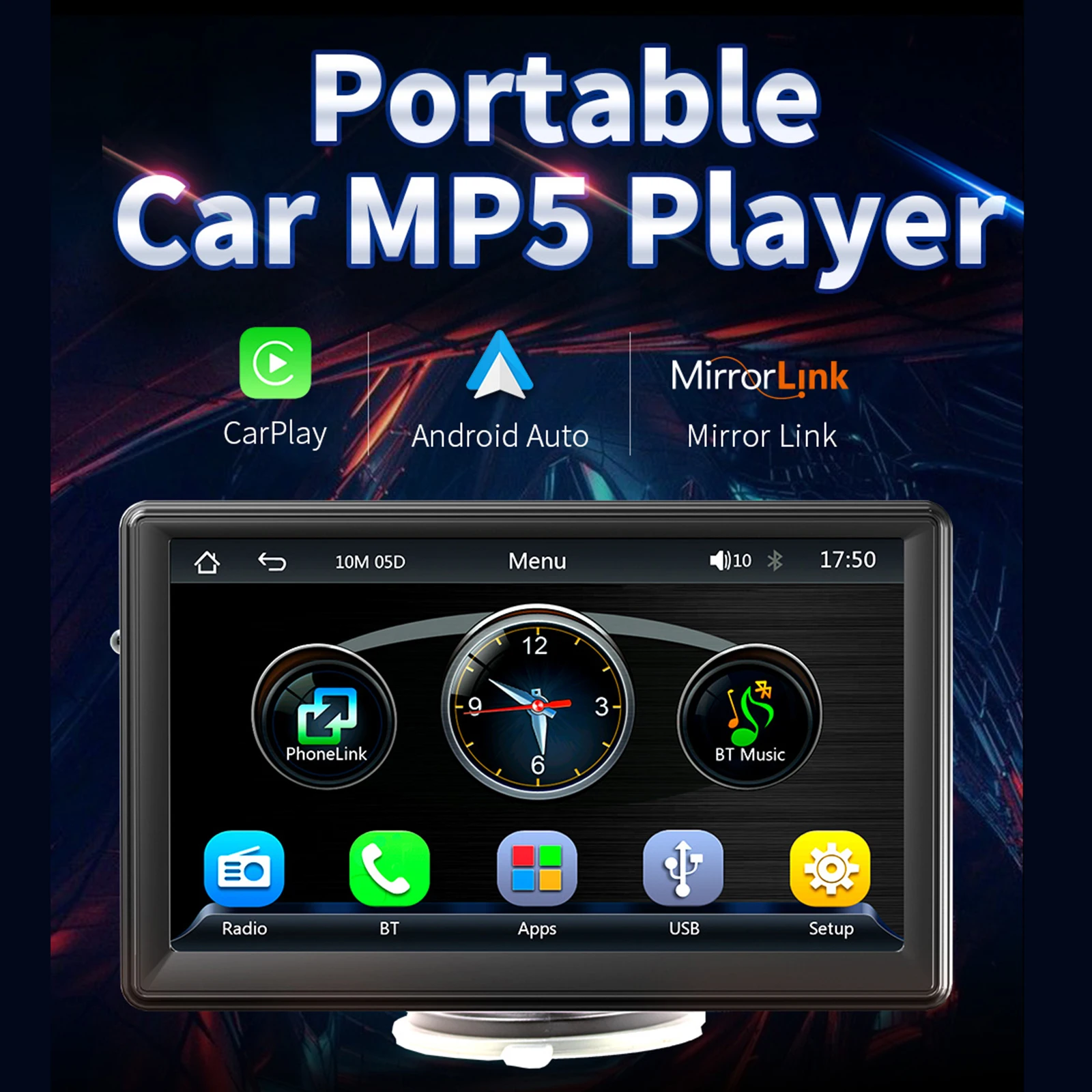 

7-дюймовый автомобильный MP5 плеер, автомобильный настольный монитор, мультимедийная поддержка CarPlay, быстрое подключение, автомобильное зеркальное соединение Android