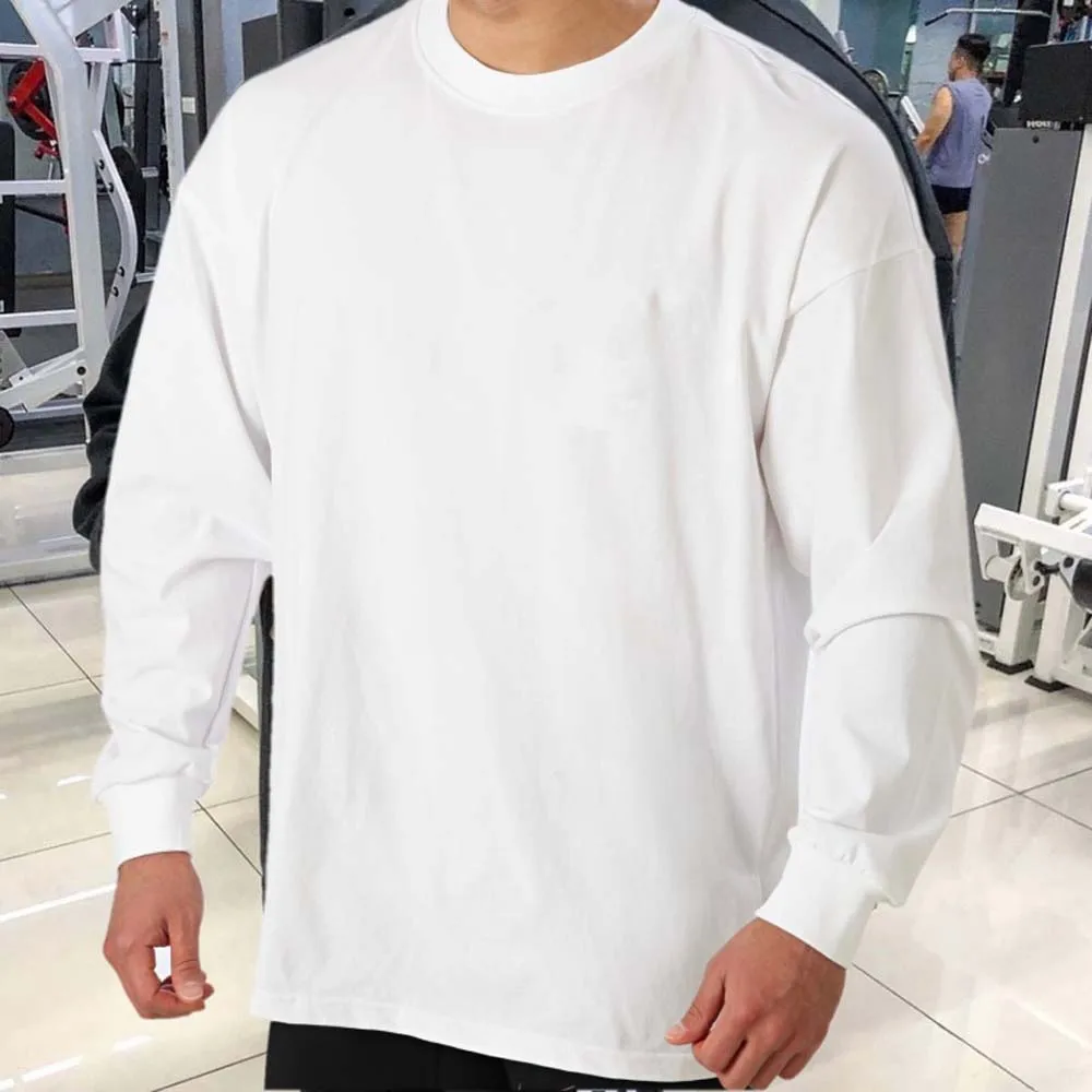 

T-shirt2022 Men's Casual Long Sleeve T Shirt Loose Crew Neck Pullover Solid Color Fitness Sports Top Fashion Streetwear