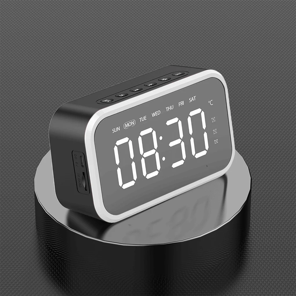 

Цифровой Будильник Bluetooth-совместимый HD дисплей с зеркальным экраном Многофункциональный 3 настройки будильника стереофоны для спальни сто...