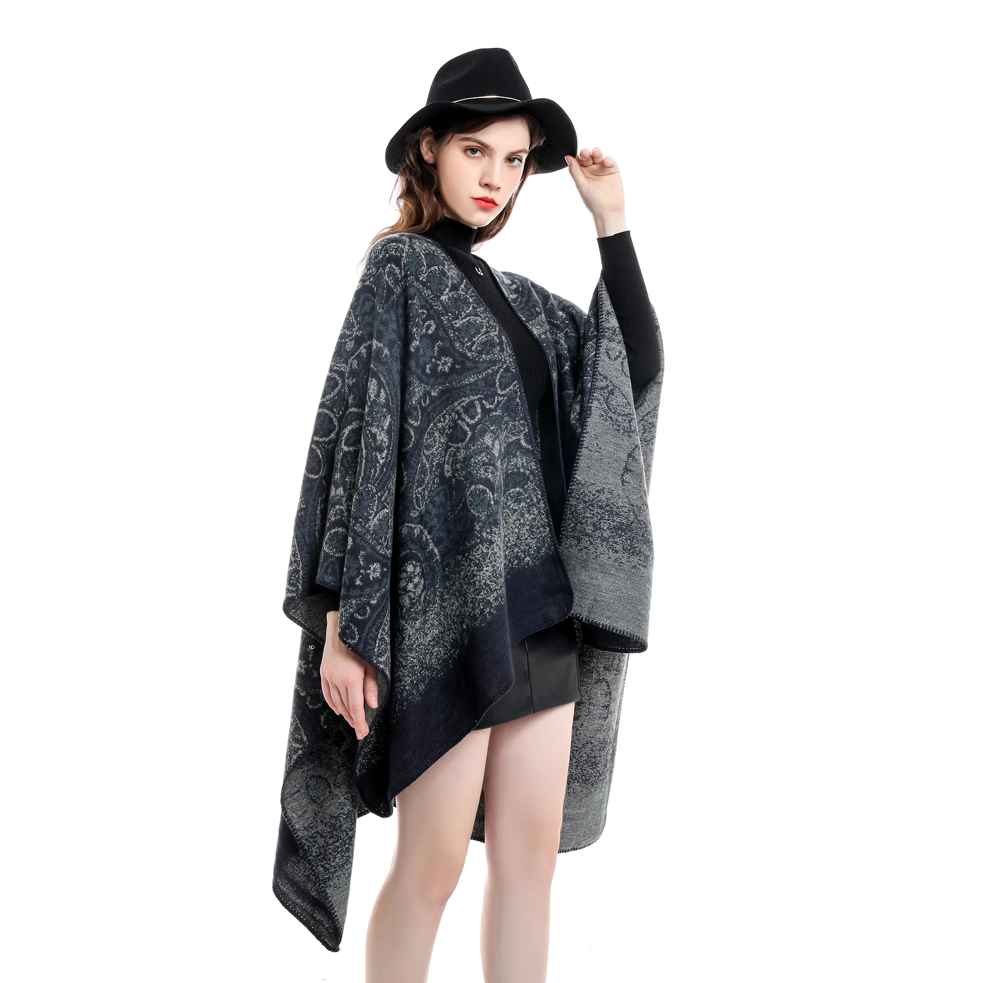 

Winter Warm Plaid Ponchos And Capes For Women Oversized Shawls Wraps Cashmere Pashmina Scarf Female Bufanda Mujer