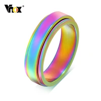 vnox unique mens spinner rainbow pride wedding promise bands for men women 6mm stainless steel stress relieving anxiety ring