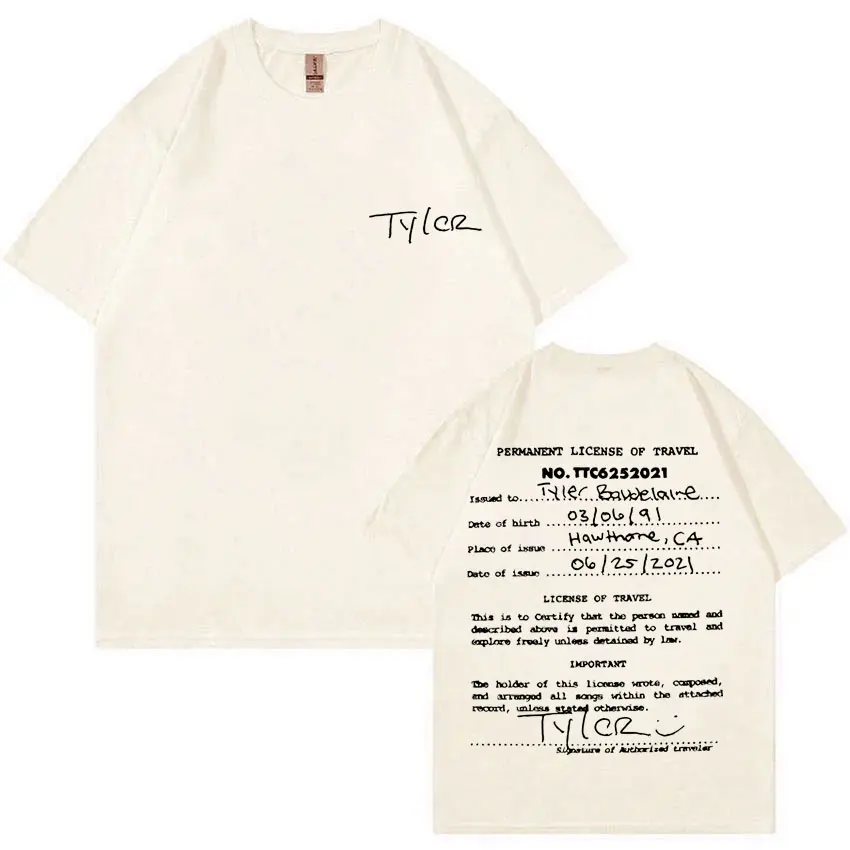 Tyler The Creator Chromakopia World Tour T Shirts Men Hip Hop Oversized Tshirt Unisex Pure Cotton T-shirt Male Cool Streetwear