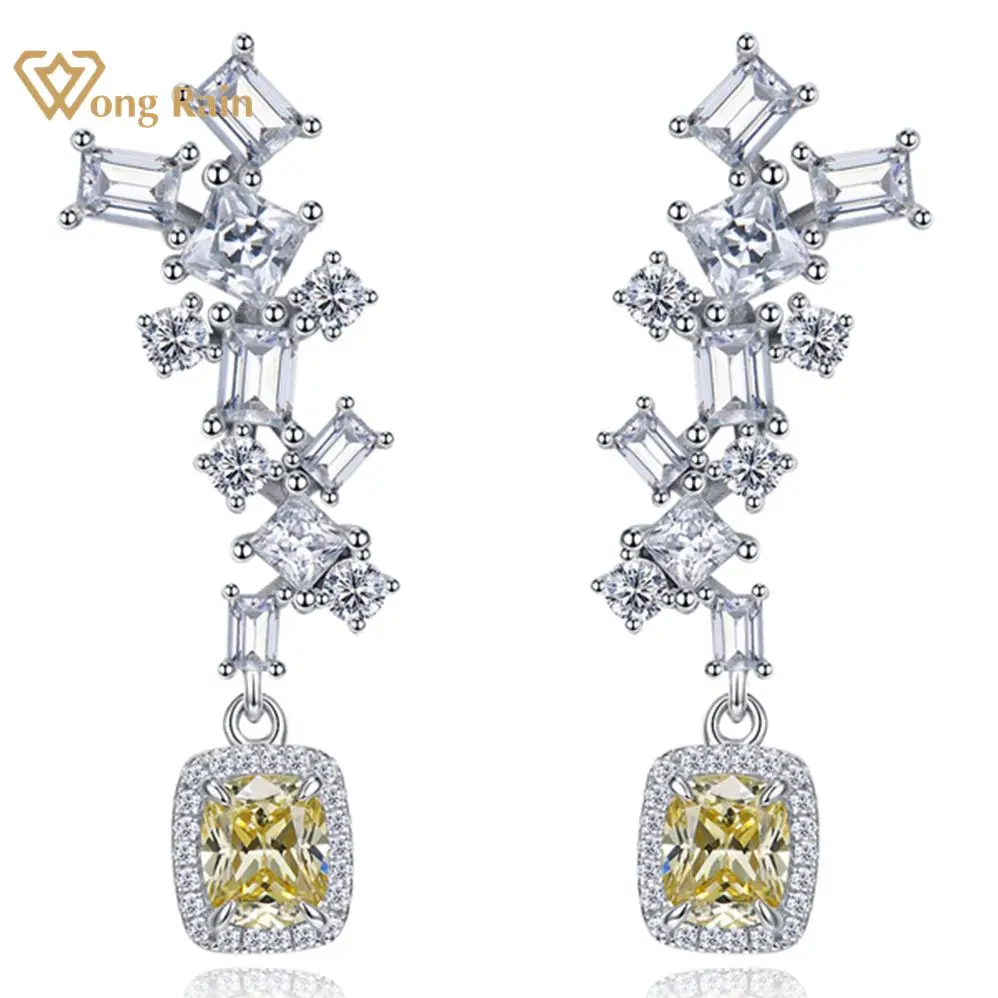 

Wong Rain 100% 925 Sterling Silver High Carbon Diamonds Citrine Gemstone Wedding Drop Dangle Earrings Fine Jewelry Wholesale