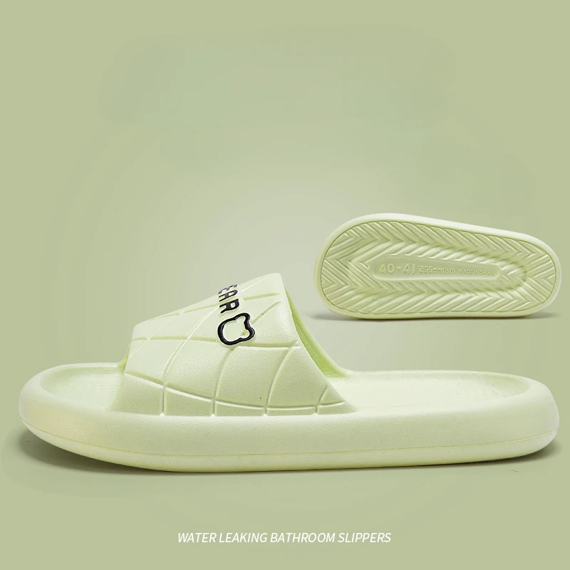 Cartoon Letters EVA Slippers Female Summer Couple Bathroom Bath Indoor Home Silent Non-slip Slippers Male