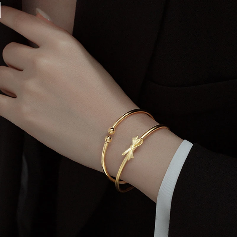 

Real 925 silver jewelry fashion bracelet & bangle for girls bowknot frosted surface bangles for women Birthday Gift fine jewelry