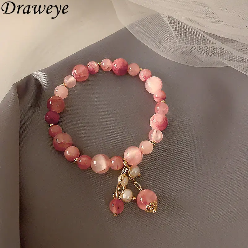 

Draweye Crystal Bracelet for Women Strawberries Colors Sweet Summer Jewelry Korean Fashion Elegant Cute Pulseras Mujer