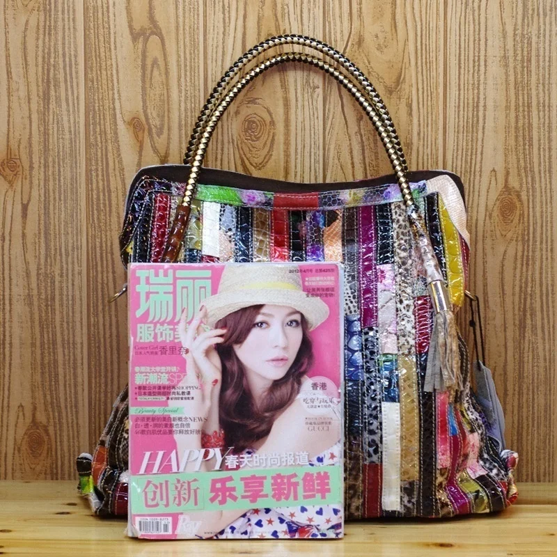 2021 new women's handbag shoulder strap leather bag bolsas full color acorn snake |