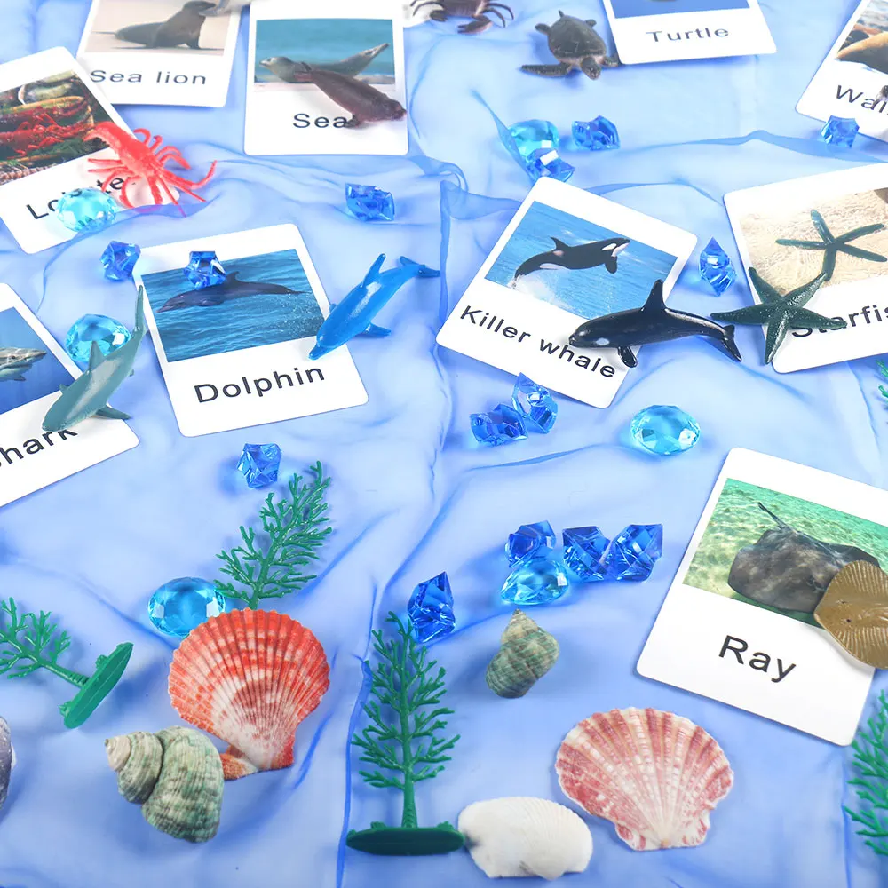 

Marine Animals Sensory Bin Children Educational Toys For Kids Animal Matching Cards Montessori Materials Preschool Learn C2578F