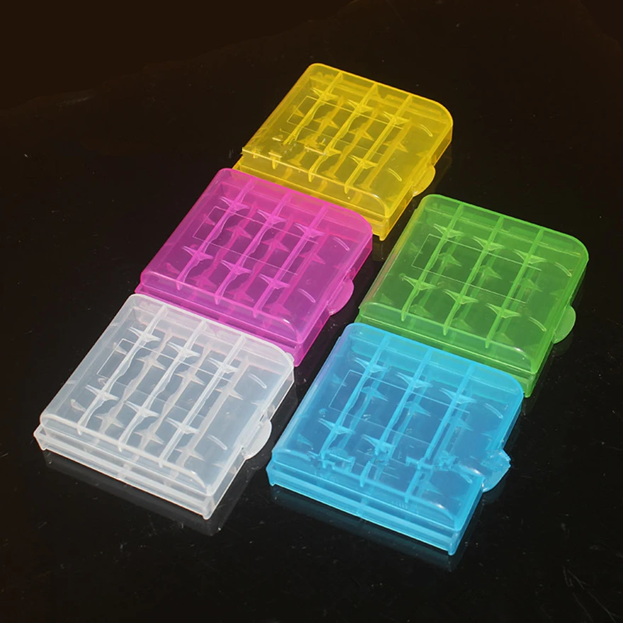 8pcs/lot New Color Battery Holder Box AA AAA Hard Plastic Storage Box Cover for 14500 10440 Battery Storage Box