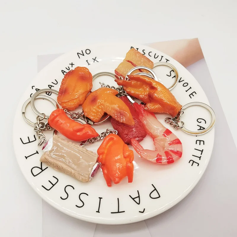 

Fun Simulation Chicken Wings Keychain Mini Delicious Food Roast Duck Pork Trotters Ribs Keyring Personality Backpack Car Pendant