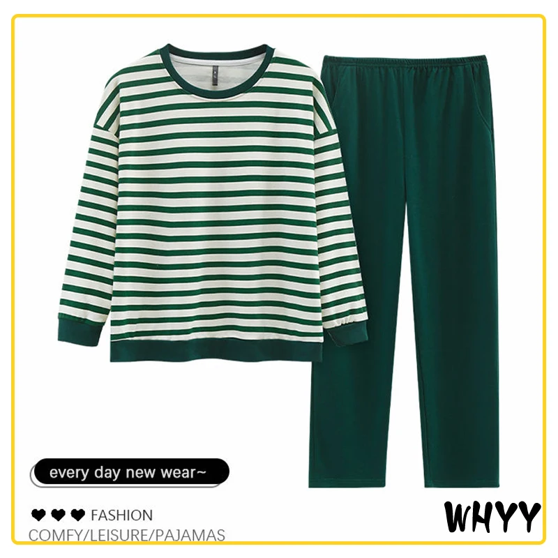 

WHYY весенний женский яркий комплект с подушкой и длинным рукавом Новинка осенний Полосатый пуловер с круглым вырезом домашняя одежда для де...