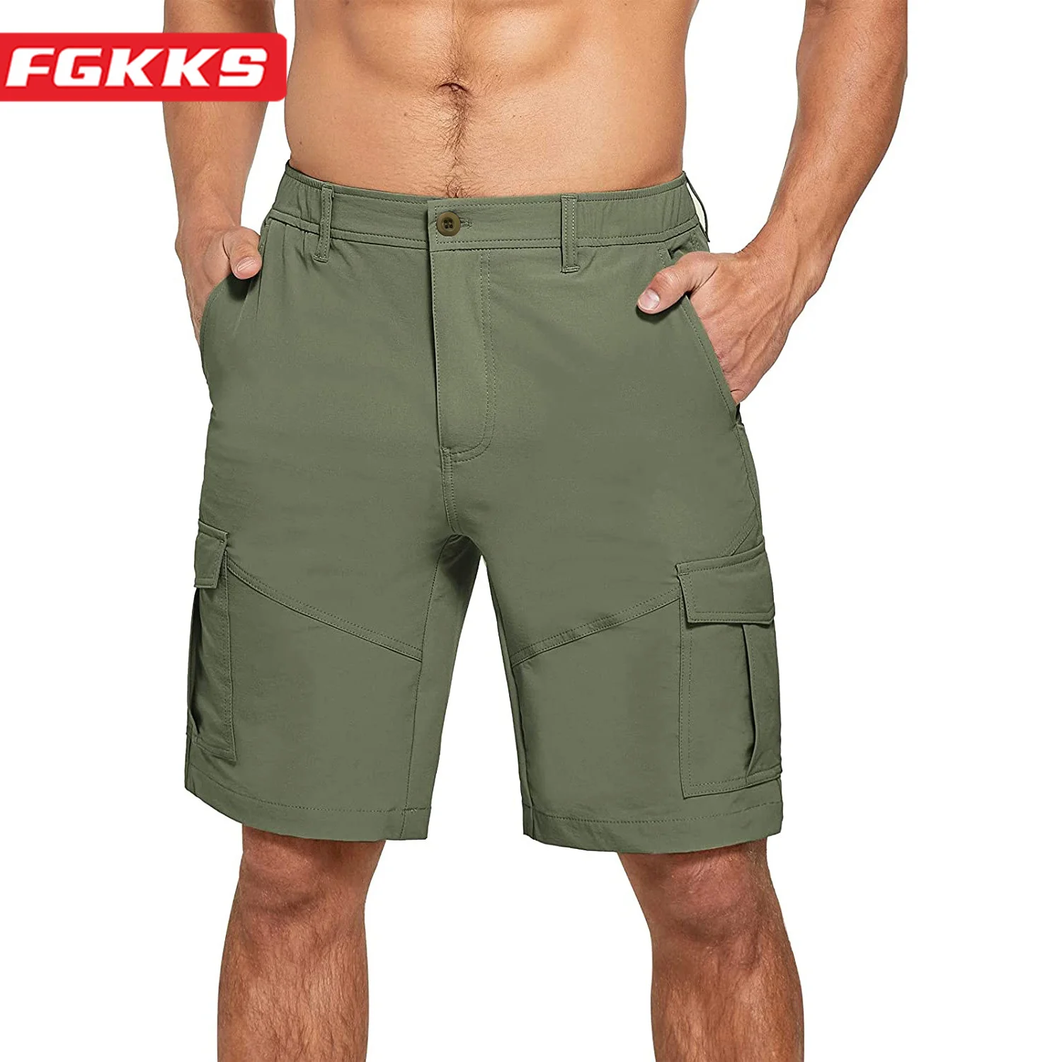 

FGKKS 2023 Outdoor Casual Shorts Men's Cotton Tooling Slim Five Points Beach Pants High-Quality Large Pocket Casual Shorts Men's