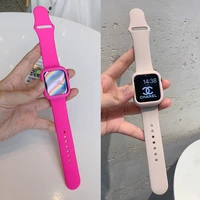 silicone strapcase for apple watch band 7 6 5 4 3 se 41mm 40mm bracelet suit accessories to iwatch series 45mm 44mm watchband