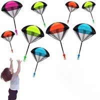 hand throwing mini soldier parachute funny toy kid outdoor game play educational toys fly parachute sport for children toy