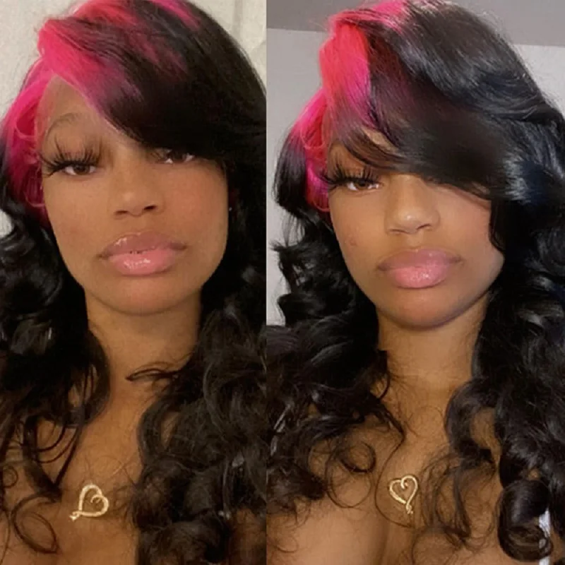 Ombre Pink 1b Парик Из Натуральных Волос 13x4 Прозрачные Кружевные Фронтальные