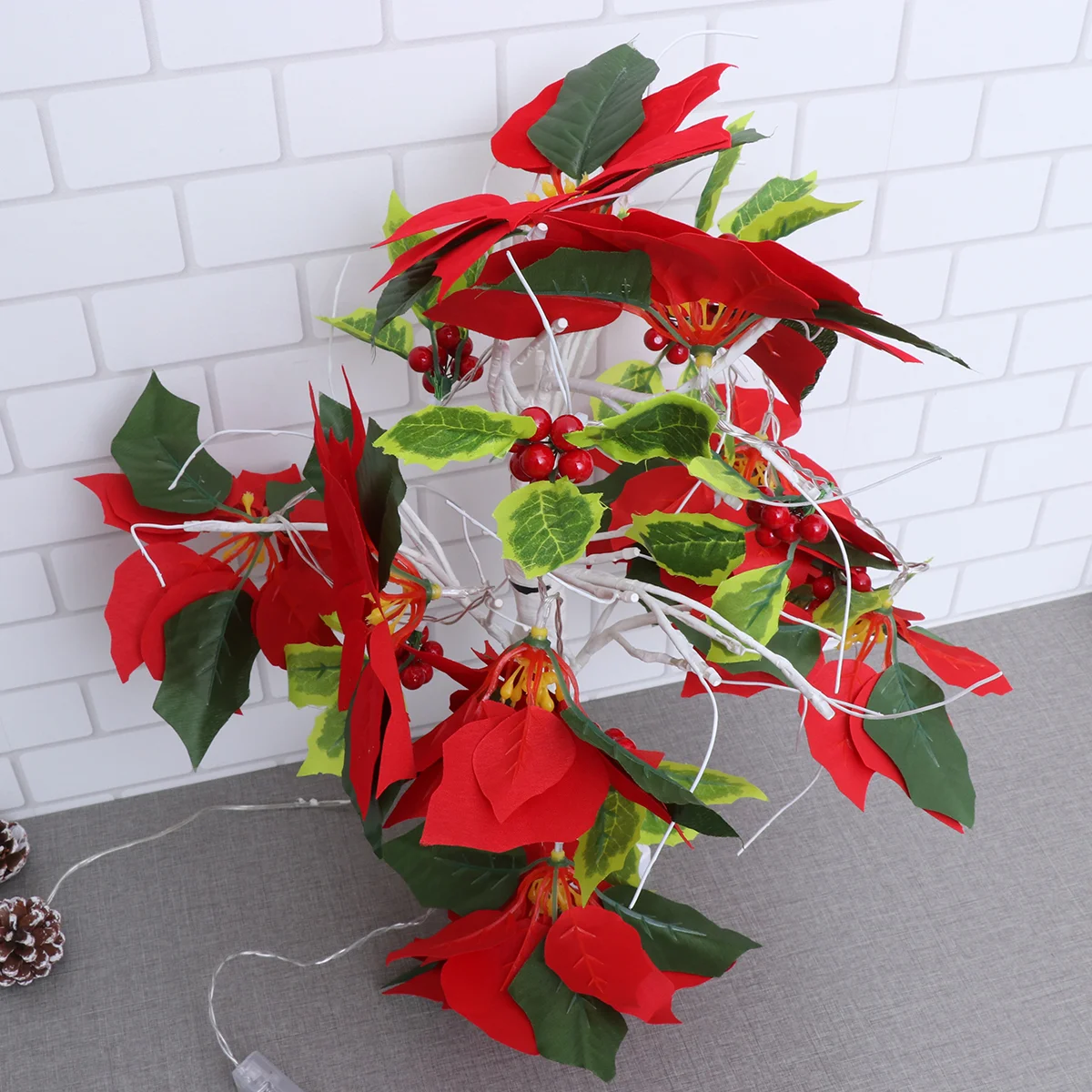 

Рождественский цветочный дизайн, декоративная лампа, 10 светодиодных лампочек, светящаяся гирлянда для украшения (теплый белый свет без бат...