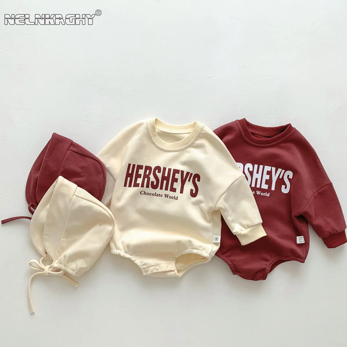 Infant Baby Boys Girls Full Sleeve Letter Print Outfits Kids Cotton Jumpsuits Newborn Casual Clothing Bodysuits Gift Hat