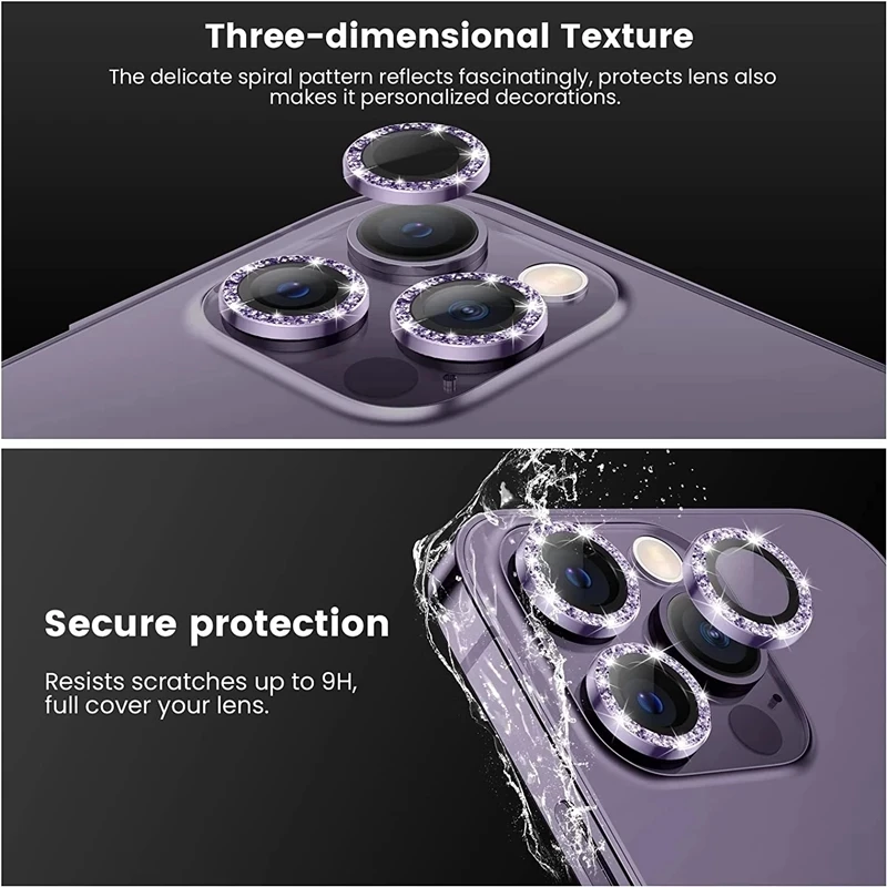 100set Luxury Glitter Bling Camera Lens Protector on For iPhone 11 12 13 mini 14 pro max Back Camera Glass Protect Sticker Cap