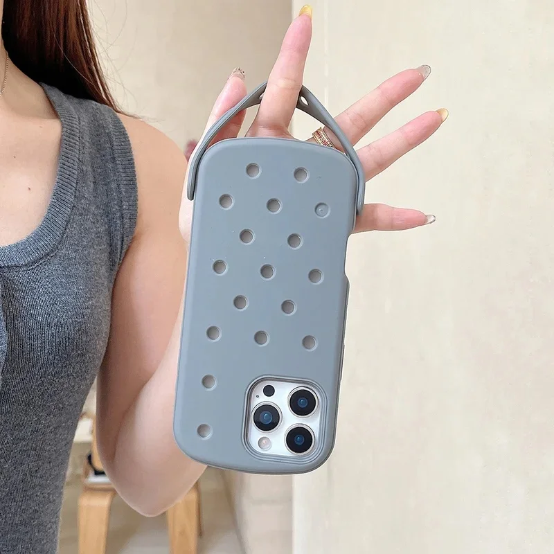 Фото Для iPhone 17 16 15 14 13 Pro Max Air Case: силиконовый чехол с отверстиями для шармов, охлаждающий, с ремешком на запястье, противоударный, с задней крышкой из поликарбоната №3