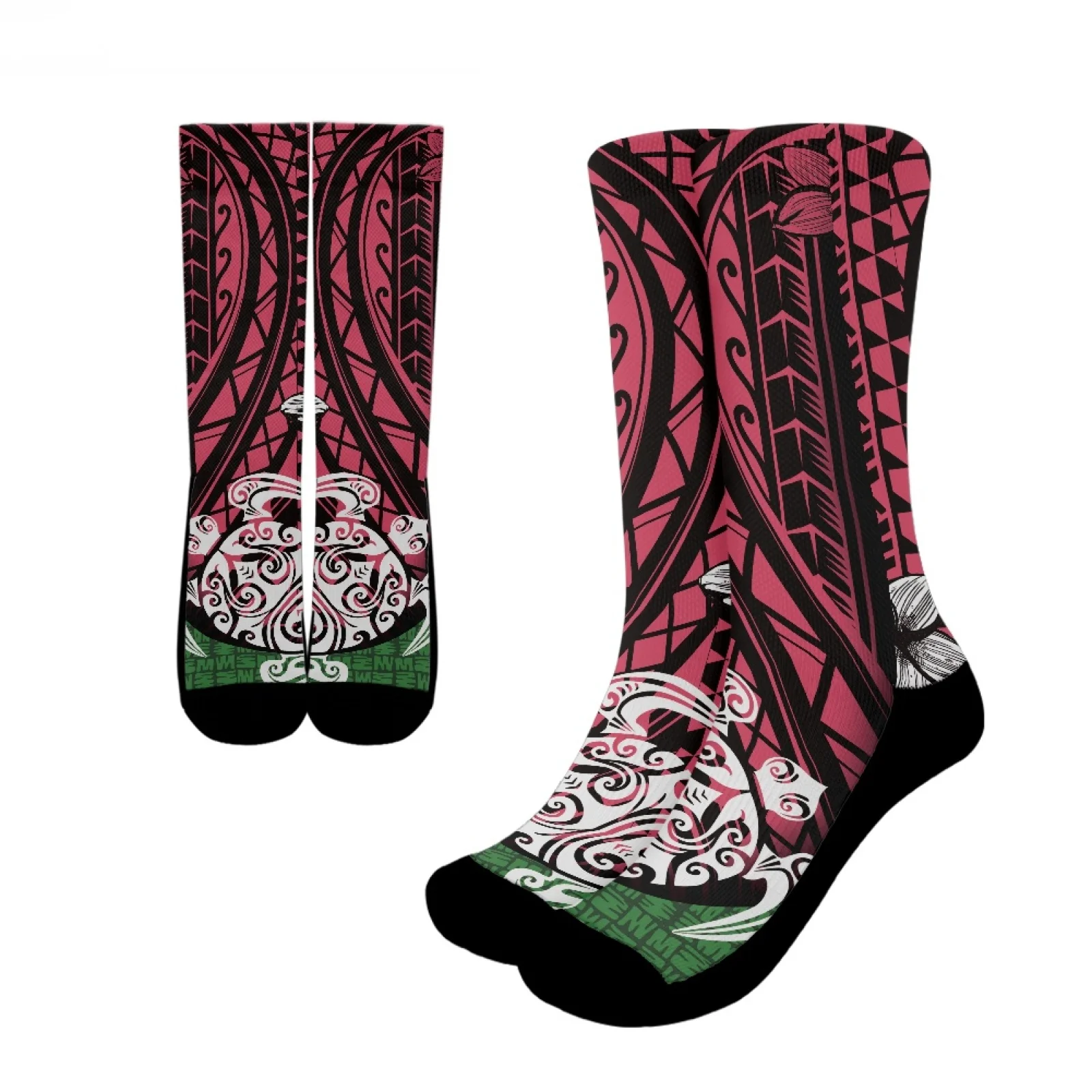 

Polynesian Tribal Pohnpei Totem Tattoo Prints Men Women Wicking Sweat Breathable Sports Socks New Style Sea Turtle Crew Socks