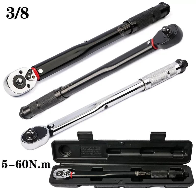 

3/8 Inch Wrench 5-60N.m Two-Way Precise Ratchet Wrench Repair Spanner Key Car Repair Square Drive Hand Tools