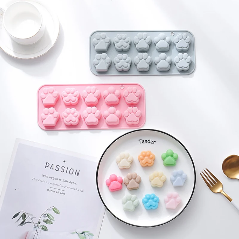 

10 Styles Cute Cartoon Cat Paw Silicone Mold DIY Dog Paw Baking Chocolate Cake Decorating Tool Jewelry Silicone Making