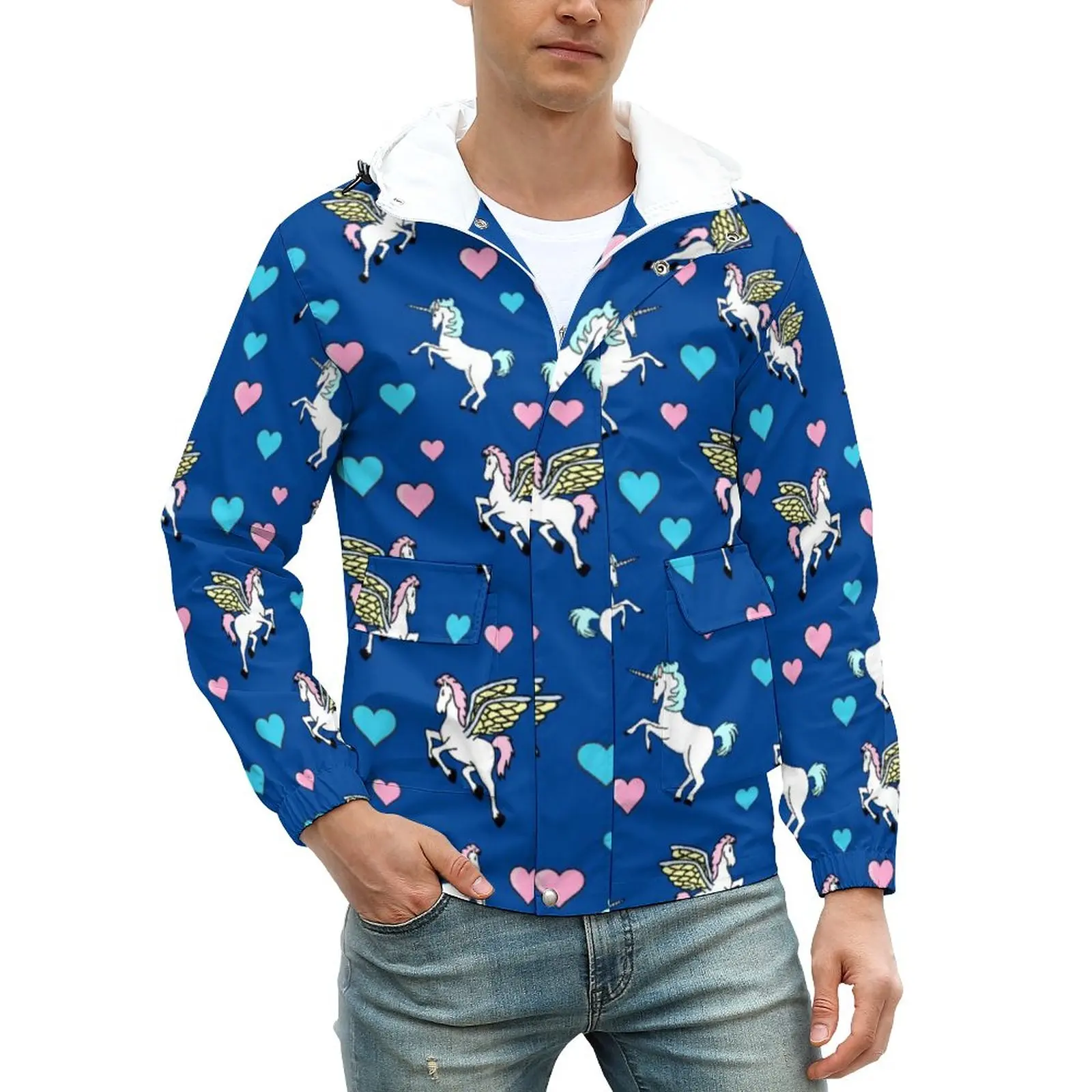 

Куртка с капюшоном в виде единорога и Пегаса, волшебное зимнее пальто с животными, винтажная Повседневная Дизайнерская верхняя одежда, ветр...