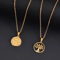 2020 new stainless steel necklace for women man tree of life gold roun hollow pendant necklaces jewelry party gifts dropshipping