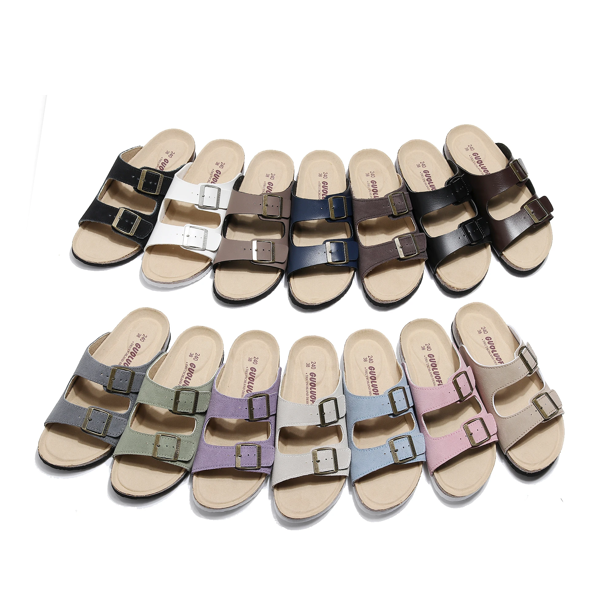 2023 Classic Women Grain Leather Cork Birken Stock Slip On Sandals Beach Slippers Luxury Brand Design Flat shoes