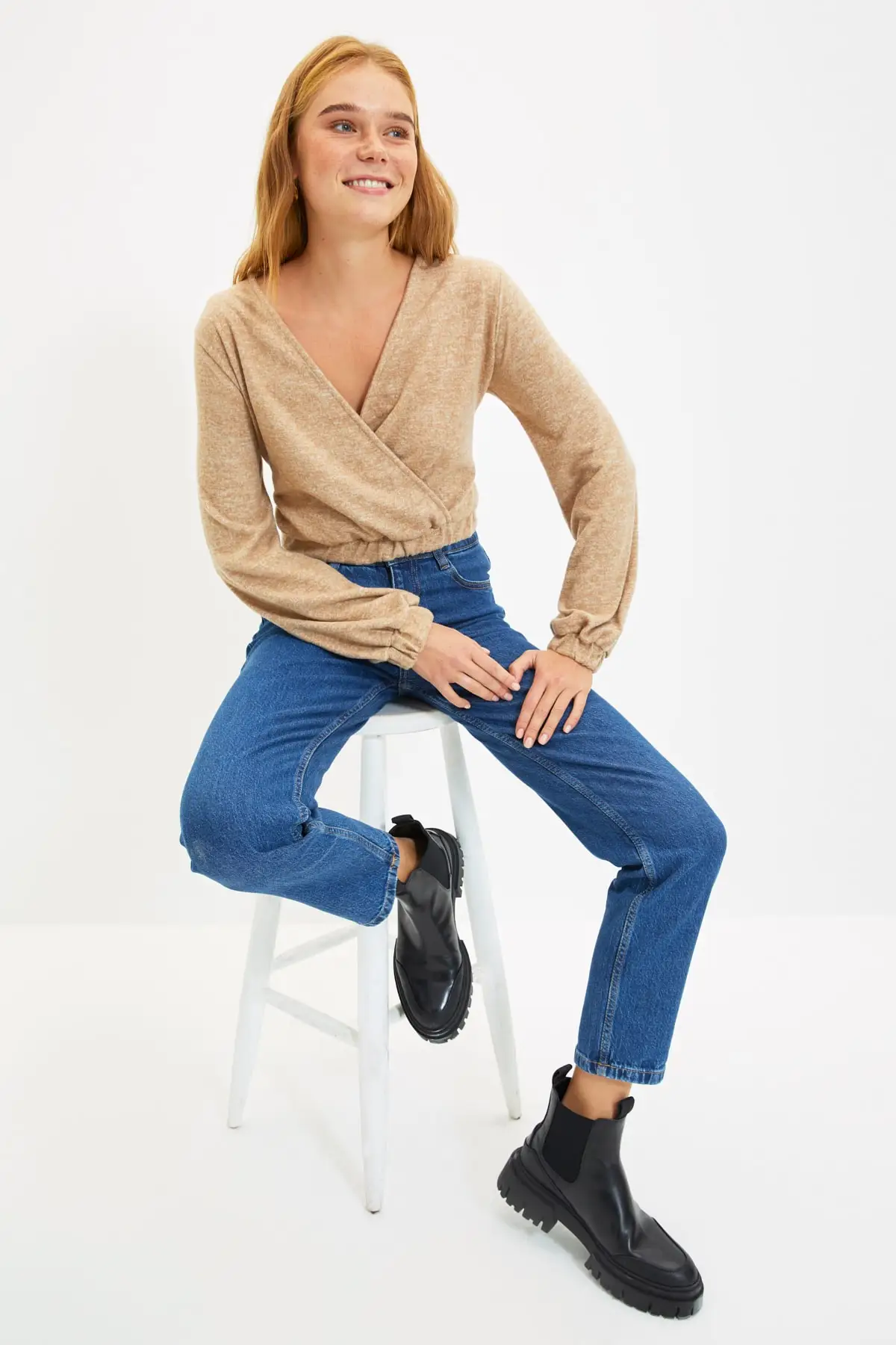 

Trendyol Double Breasted Collar Knitted Blouse TWOAW22BZ0886