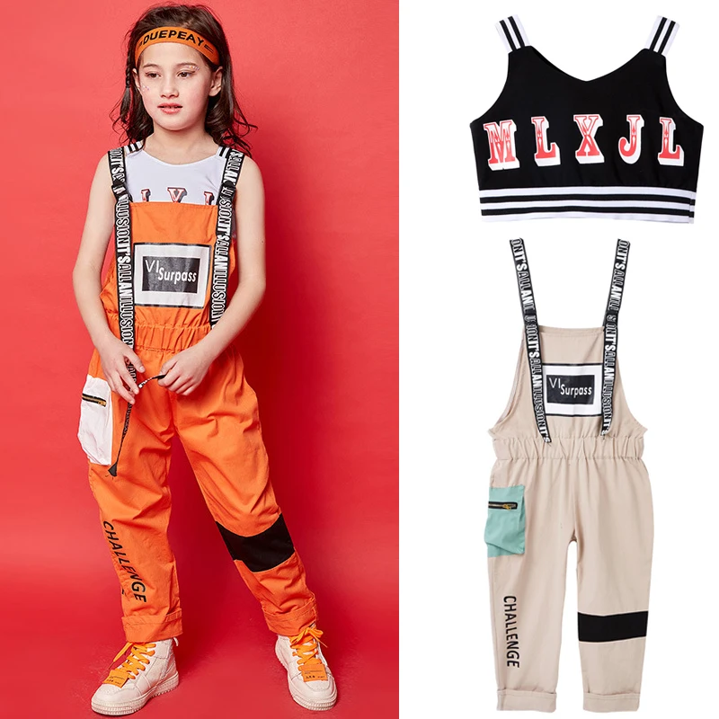 

Girls Trend Jazz Dance Costume Children'S Hiphop Loose Overalls Vest Suit Summer Stage Kids Hip Hop Performance Clothing XS3914