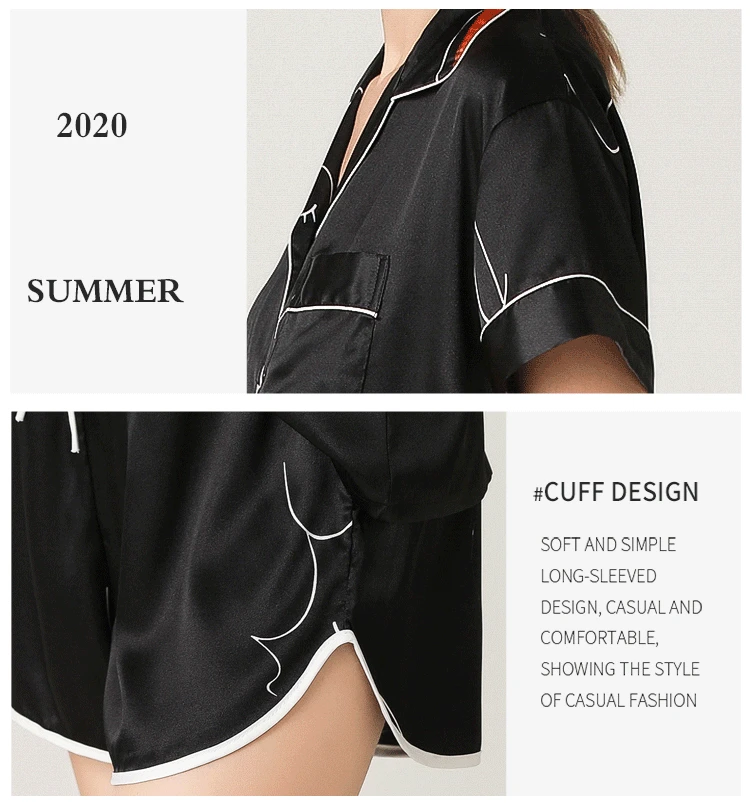 2022 Summer Nightwear Short Sleeve Shorts Pajamas Suit Women's Sleep Lounge Pajama Pajama Set  Pyjamas Sleepwear Home Clothes