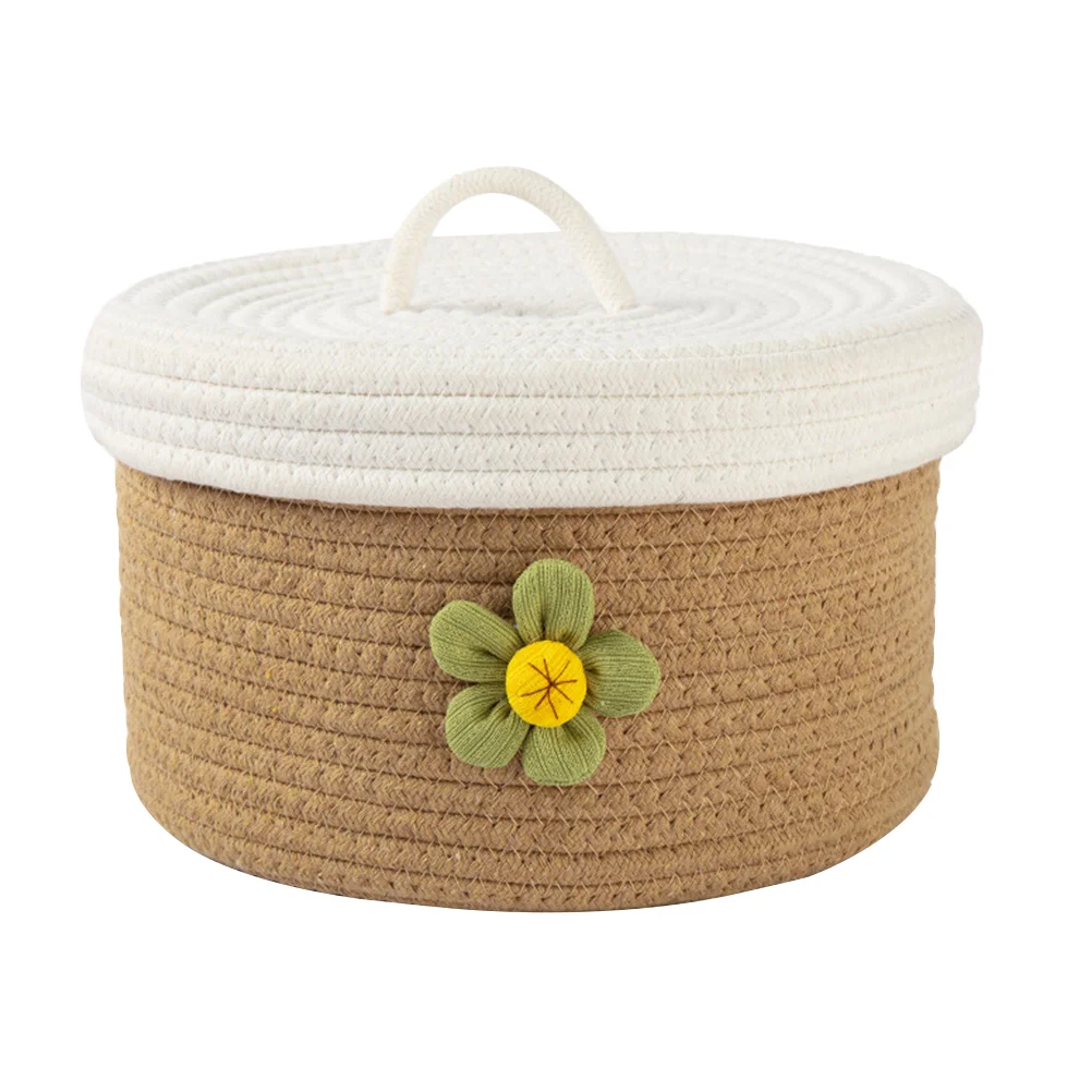 

Basket Storage Woven Baskets Hamper Cotton Rope Bins Wicker Box Decorative Bin Toy Smalljute Sundries Fabric Kids Magazine Shelf