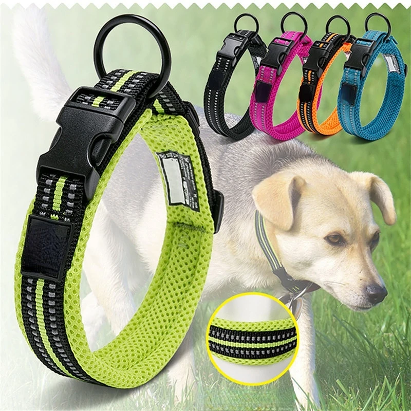 

Ошейник для собаки Регулируемый светоотражающий Безопасный Дышащий мягкий и удобный сетчатый высококачественный популярный