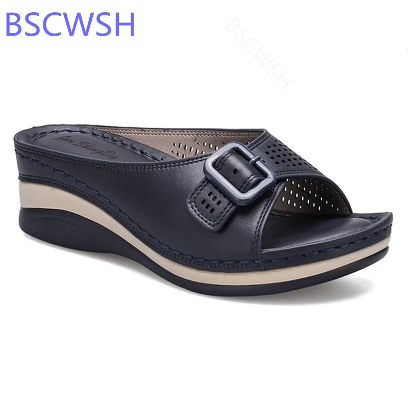 

Large Size Women Outwear Fashion Sandals and Slippers Slope Heel Platform Casual Shoes Women Thick Bottom Wedge Slides