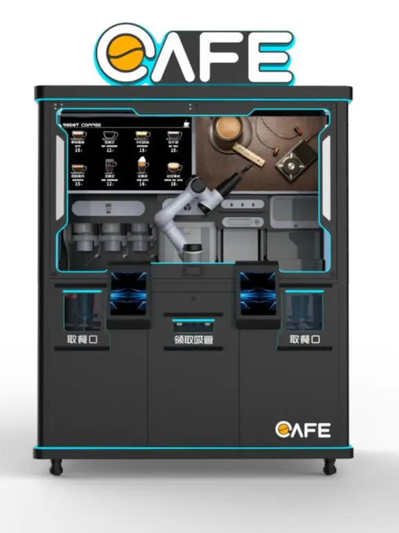 

fully automatic with LCD touch screen coffee Kiosk robotice arm grind coffee vending machine