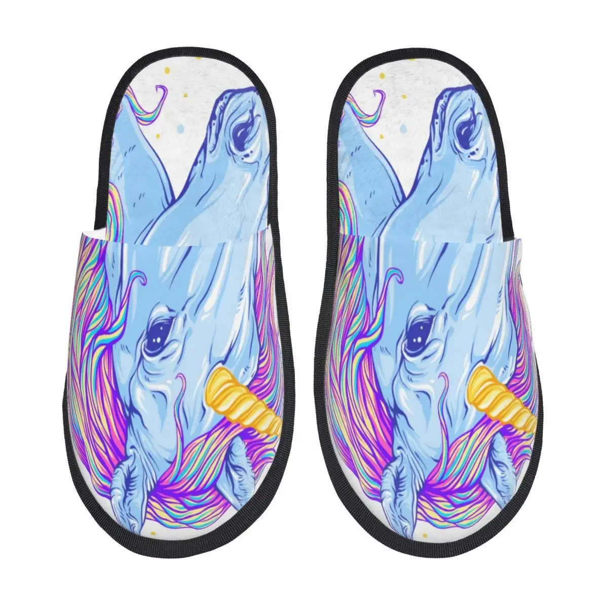 Домашние Красочные Теплые тапочки с головой единорога домашние плюшевые мягкие