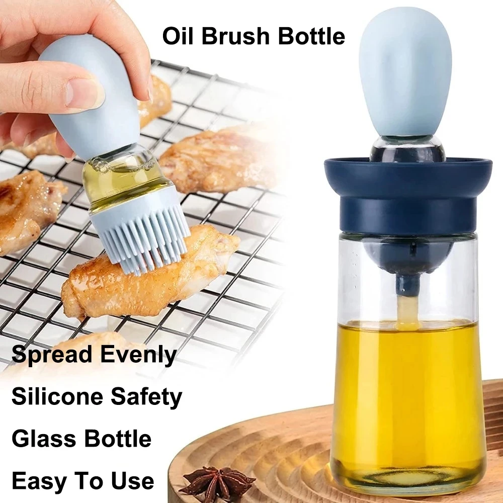 

2 в 1, силиконовый стеклянный контейнер для бутылки с маслом и кисточкой