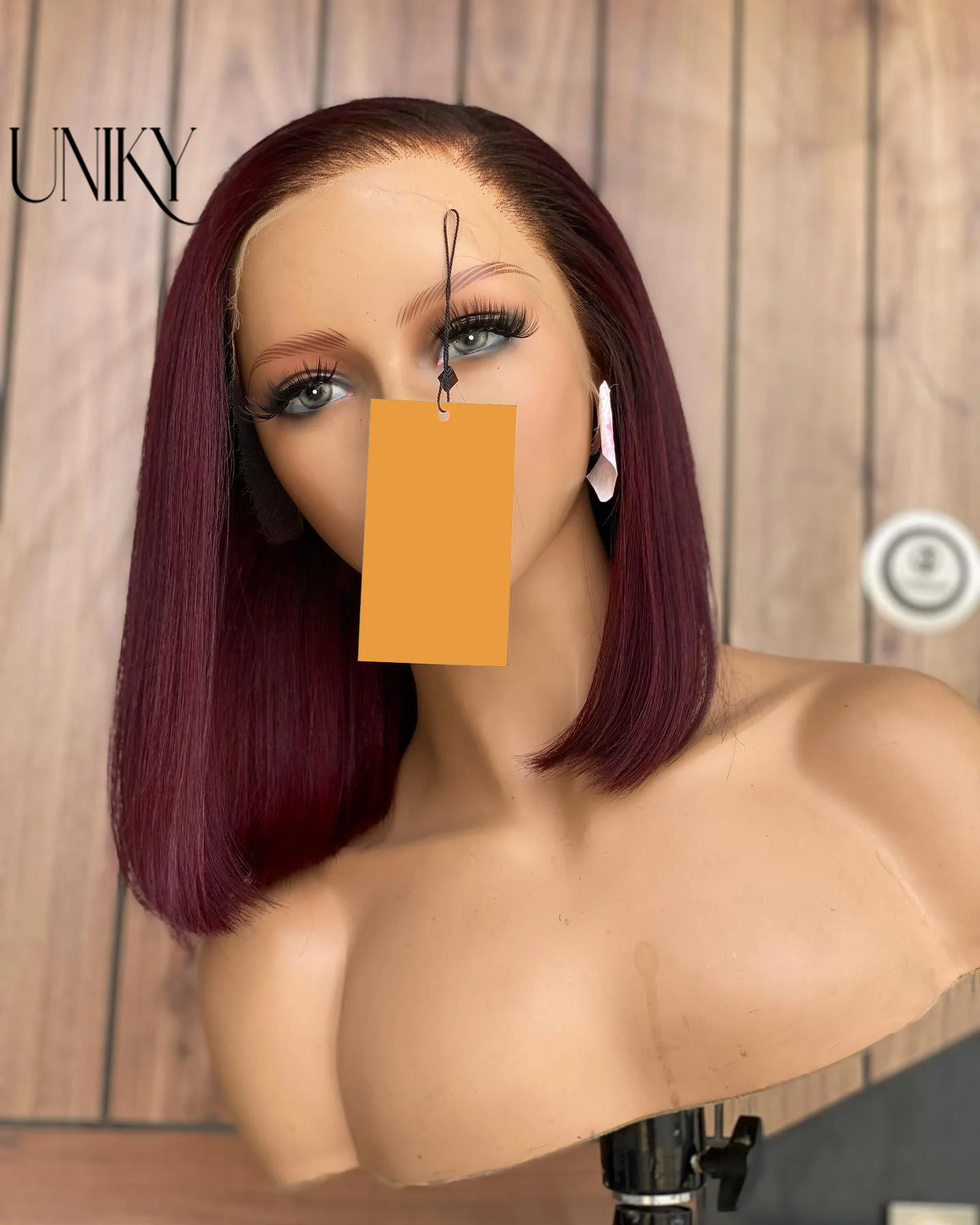 Short Bob 13x4 Lace Front Wig 1B 99J Straight Burgundy Human Hair Wig Brazilian Remy Ombre Wine Red 180% Pre Plucked For Women