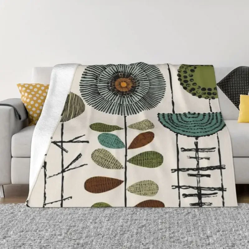 

Одеяло Orla Kiely в современном скандинавском стиле, мягкое Фланелевое покрывало для дивана, кровати, дышащее, с цветочным рисунком, среднего века