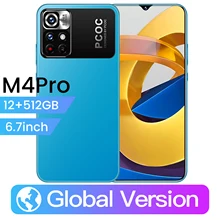 Mobile Phones M4Pro 12GB RAM 512GB ROM Smartphone 4G 5G Celulares Desbloqueados Relme Huawei iPhone 13 Promax Paco Samsung