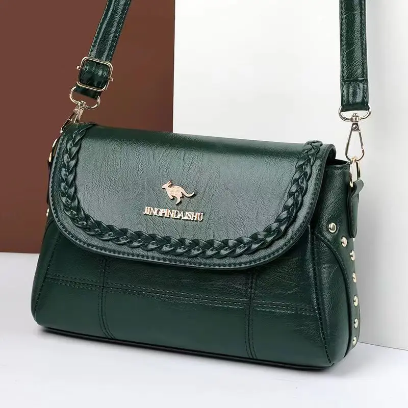 

High-quality Vintage Leather Lexture 2023 New Women's Bag Fashion Soft leather Middle-aged Large Capacity Shoulder Crossbody Bag
