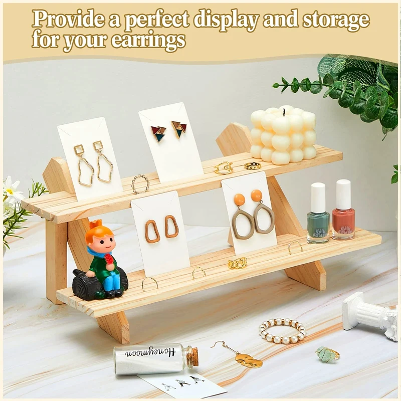 

Новинка, 101 шт., зеркальная подставка, дерево, с 100 шт. сережек, карточки для продажи товара, органайзер для демонстрации ювелирных изделий