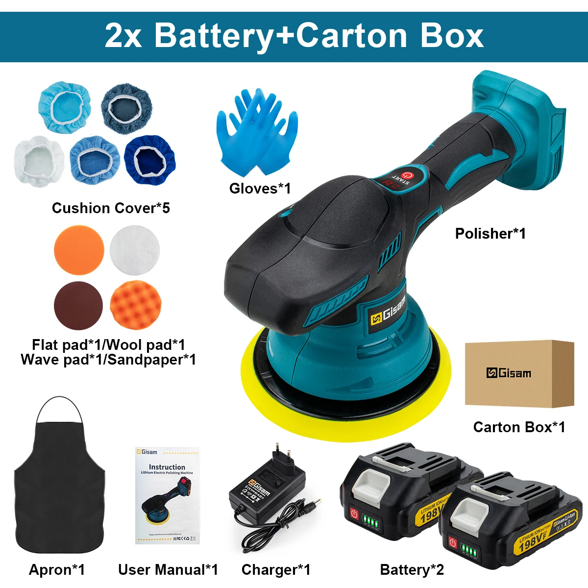 

Gisam Беспроводной автомобильный полировщик 8 скоростей